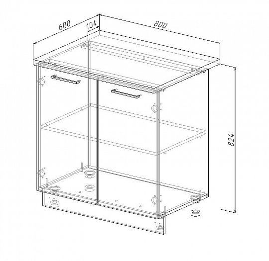 Модуль нижний "Гарда" Арт. МН 80 (без столешницы) - схема