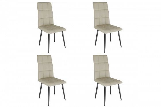 Набор стульев "Турин" (4 шт) - Набор стульев "Турин" (4 шт), Цвет: Светло-Серый (экокожа)/Черный