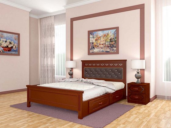 Кровать "Грация" 1400 мм с 2 ящиками (ламели) - Кровать "Грация" 1400 мм с 2 ящиками (ламели), Цвет:
