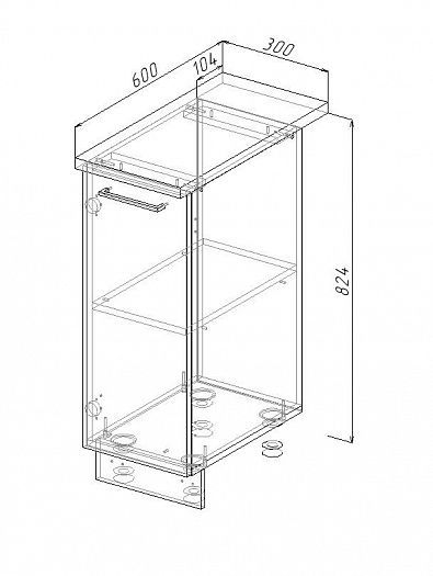 Модуль нижний "Гарда" Арт. МН 30 (без столешницы) - схема